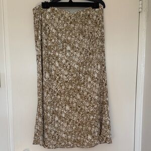 Neutral Floral Midi Skirt - Beige/White